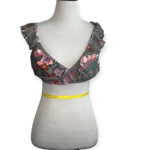 No boundaries large floral wrap front bikini top‎